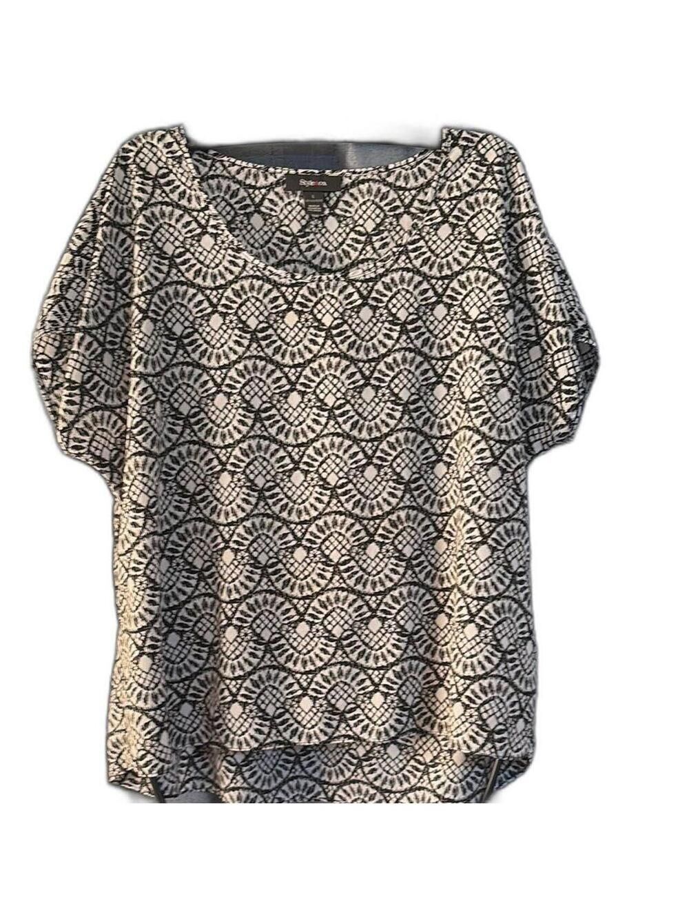 Style & Co Women's Black and White Blouse Size LG